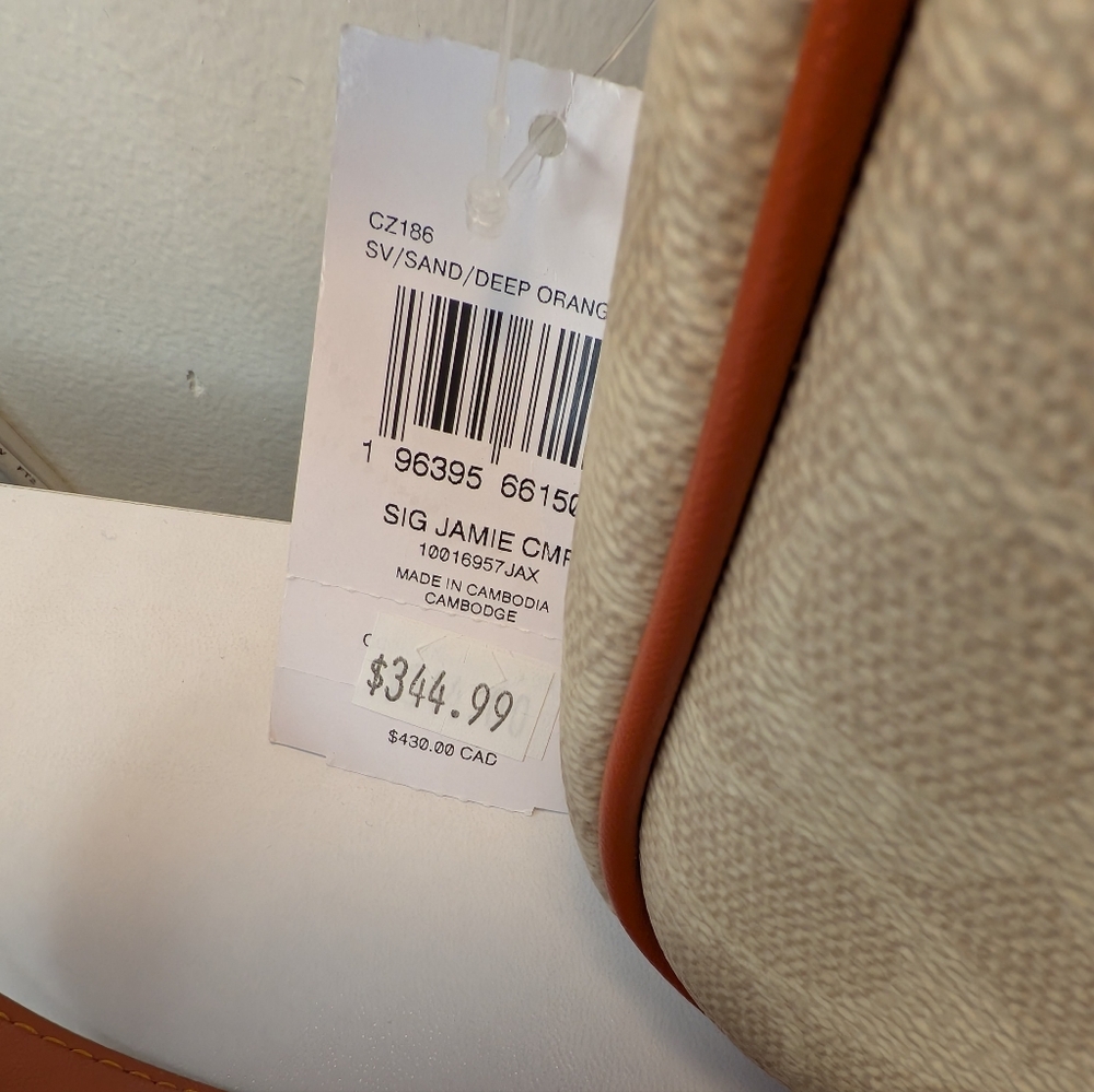 NWT Coach Jaimie Camera Cream and Deep Orange Crossbody Bag Plus Dusty Host Pick - Picture 5 of 12